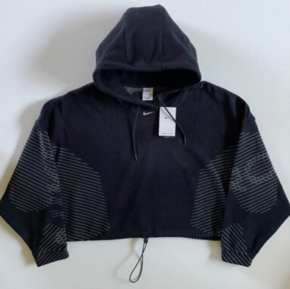 Nike Tops - Nike Women's Black and Gray Cropped Hoodie Sized Medium